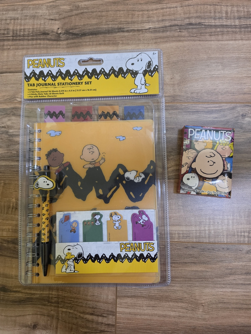 New Peanuts Tab Journal Stationery Set + Peanuts Playing Cards